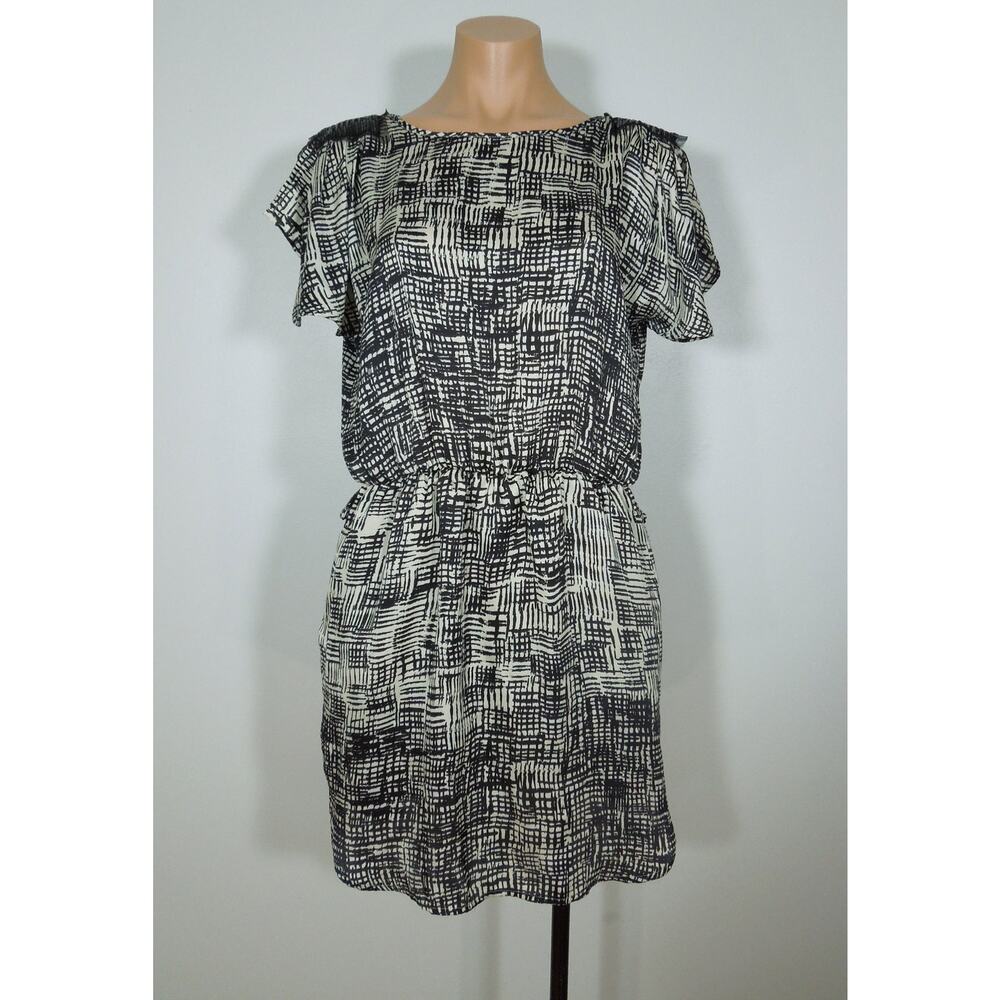 AKIRA BLACK LABEL Mini Dress S SMALL Black Sequin Embellished Printed Fabric
